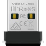 Archer TX1U Nano; AX300 Mbps, Nano Tasarım, Tak ve Çalıştır, Linux ve Windows(11/10/7) Destekli, Wi-Fi 6 USB Adaptör
