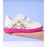 Archie Pet Kız Çocuk Pembe Taban Gökkuşaklı Sweet Unicorn Baskılı Spor Ayakkabı - Beyaz