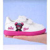 Archie Pet Sweet Pasaklı Bear Baskılı Kız Çocuk Spor Ayakkabı - Beyaz Fuşya