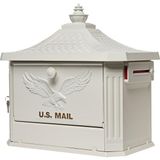 Architectural Mailboxes Hamilton Cast Alüminyum Post-Mount Posta Kutusu, HM200WAM, Beyaz - Altın
