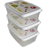 ARCLENA Gıda Saklama Kabı Erzak Saklama Kabı Meyve Sebze Et Balıkları Taze ve Kuru Tutmak Için 850 ml x 3'lü Set - Açık Beyaz