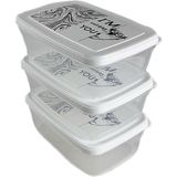 ARCLENA Gıda Saklama Kabı Erzak Saklama Kabı Meyve Sebze Et Balıkları Taze ve Kuru Tutmak Için 850 ml x 3'lü Set - Beyaz - Siyah