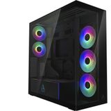 ARCTIC Dikey GPU Montajlı Xtender VG (Ayna Siyahı) - PC Kasası, Aynalı Cam, 2 x 420 mm Radyatör Desteği, Midi Tower, E-ATX, 5X A-RGB Fanlar Önceden Monte Edilmiş - Siyah