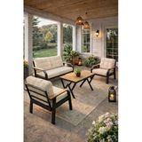 Ard & Garden Kavacık 2+1+1 Masalı Krem Bahçe Oturma Takımı Balkon, Teras, Veranda, Minderli Metal Koltuk Takımı