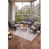 Ard & Garden Linda 211 Sehpalı Gri Fermuarlı Bahçe Balkon Takımı, Cafe, Salon - Metal Kanepe Koltuk Takımı Gri