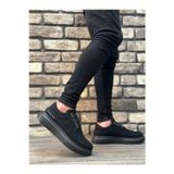Arda BA0302 Boa Kalın Taban Bağcıksız Tarz Casual Siyah Siyah Erkek Ayakkabı