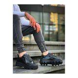 Arda Erkek ayakkabıKB-056 Kuback Siyah Rugan Siyah Yüksek Taban Günlük Spor Ayakkabı