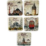 Arda Hediyelik Eşya Istanbul Temalı 5'li Metal Magnet Seti – 7x7 cm – Artistik Renk Sıçratma Serisi