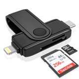 Ardaddyn USB C Lightning SD kart okuyucu iPhone 15 iPad Mac için - 2'si 1 arada Micro SD/SD kart adaptörü (aynı anda iki kart okuyun), taşınabilir dijital kamera adaptörü hafıza kartı okuyucu, tak ve çalıştır