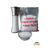 ARDAN Cam Gövdeli Tuz Karabiber Baharat Öğütücü Değirmen Ve Çankırı Kristal Kaya Tuzu (GRANÜL) 1 Kg.