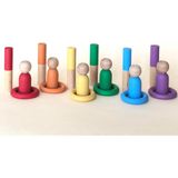 Arden Toy Store Waldorf Ahşap Oyuncak Renkli Peg Bebek Halka Çubuk Eğitici Set