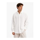 arden wear Beyaz Dokulu Oversize Erkek Gömlek