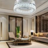 Ardenia Tekli Krom Ledli 3 Renkli Kristalli Taşlı Modern Tasarım Led Kristal Salon Avize