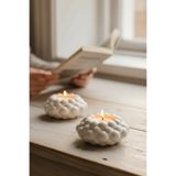 ardesta El Yapımı Baloncuklu İkili Tealight Mumluk | Taş Tozu, Seramik Görünümlü Dekoratif Set