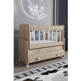 ardilla furniture Beşik Çekmeceli Sallanır Anne Yanı Ahşap Bebek Beşiği Sonoma