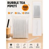 Ardin Jelatinli Bubble Tea Pipeti 12 mm 22 cm Kalın Smoothie Frozen Boba Pipeti 100 Adet - Şeffaf