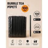 Ardin Jelatinli Bubble Tea Pipeti 12 mm 22 cm Kalın Smoothie Frozen Boba Pipeti 100 Adet - Siyah
