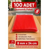 Ardin Renkli Kalın Frozen Pipet 8mm 24CM - Kırmızı