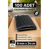 Ardin Renkli Kalın Frozen Pipet 8mm 24CM - Siyah