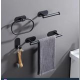 Ardini Kendinden Yapışkanlı 304 Paslanmaz Çelik Yuvarlak Havluluk, Tuvalet Kağıtlığı, Asklık ve Uzun Havluluk 4'ü 1 arada banyo aksesuarı seti, duvara montaj, banyo, mutfak için (Mat Siyah)