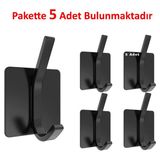 Ardini Kendinden Yapışkanlı Askılık Havlu Duvar Portmanto Askısı Çelik Pakette 5 Adet - MAT SİYAH04 - Mat Siyah