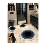 Ardizayn Alice -mavi, Pamuk Dokuma Taban Yuvarlak Banyo Halısı (100x100-60x60-40x60 Cm 3'lü Set)