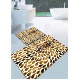 Ardizayn Leopar - Kaymaz, Dökülmez Deri Taban 2'li Yuvarlak Klozet Takımı, Banyo HALISI(60X100-50X60) - Bej