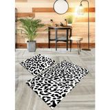 Ardizayn Leopar - (SİYAH), Dokuma Taban, Yuvarlak Banyo Halısı (60X100-40X60 CM 2'Li SET) - Gold