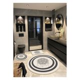 Ardizayn Madalyon - Pamuk Dokuma Taban, Yuvarlak Banyo Halısı (100X100-60X60-40X60 CM 3'LÜ SET)