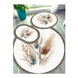 Ardizayn Pampas Desen - Kaymaz Taban, Yuvarlak Banyo Halısı (100X100-60X60-40X60 CM 3'LÜ SET)