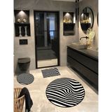 Ardizayn Zebra, Kaymaz, Taban 3'lü Banyo Halısı Set(100X100-60X60-40X60CM) - Siyah