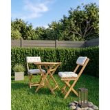 Ardora Home Duo Balkon Bahçe Mutfak Katlanır Masa Bej Rengi Minderli Sandalye Bistro Set - Bej - Cappuccino