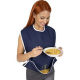 Ardova Sıvı Geçirmez Yetişkin Unisex Yıkanabilir Hasta Yemek / Mama Önlüğü - Lacivert - Standart