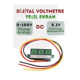 Arduino 1-adet Dijital DC Voltmetre 0–100V, 0.28" Yeşil Ekran