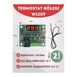 Arduino 2 Adet W1209 Termostat + Ekran ve 0.5m Sensör – 12V, Yeşil