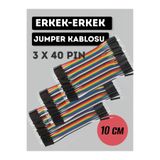Arduino 40 Pin Ayrılabilen Erkek-Erkek Jumper Kablo-100mm (10cm) (3 adet 120pin)