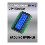Arduino LCD 2004 (20x4) Ekran – Mavi Arka Işıklı (Arduino Uyumlu)