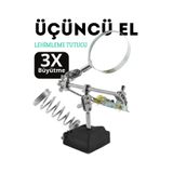 Arduino Lehimleme İçin PCB Tutucu – “Üçüncü El” Büyüteçli Stand (OT-INL60)