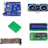 Arduino Uno R3 Mesafe Ölçüm Seti (HC-SR04 & LCD 2X16 Ic2 Modül) (Bağlantı Şeması ve Örnek Kodlarla) - Yeşil