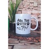 Are You Kitten Me Yazılı Komik Kedi Şakası Kedisever Hediyelik Baskılı Çay Kahve Sunum Kupa Bardak - Beyaz
