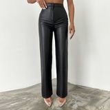 Aref Jeans Kadın Deri Pantolon Siyah Deri Pantolon