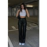 AREF JEANS Kadın Siyah Deri Pantolon Kadın Deri Pantolon