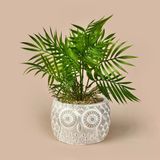 Areka Saksılı Yapay Çiçek - Gri / Yeşil - 35 Cm