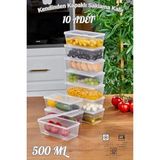 Arel 10 Adet 500ML Şeffaf Kendinden Kapaklı Saklama Kabı, Bpa Içermez, Buzdolabı, Dolap Organizeri 0,5 Lt Mini Boy