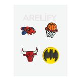 Arelify Terlik Süsü Karışık 4 lü Set Batman-Spider Man-Chicago Bulls-Basketbol Topu/Potası