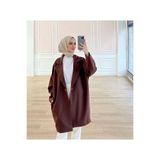 Arelis Düğme Detay Uzun Blazer Ceket TNS-4296 Kahverengi M