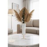 Arelis Metal Ayaklı Cam Vazo 23 cm Dekoratif Tek Dal Çiçek Vazosu Siyah/beyaz (Beyaz) - Çok Renkli