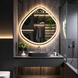 Arelu Led'li Lazer Kumlamalı Lavabo & Banyo Aynası (Dokunmatik Sensörlü) günışığı led'li 60 x 60
