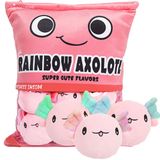 ARELUX Sevimli Axolotl Çıkarılabilir Çanta Peluş Yastık, Yumuşak Kabarık Peluş Hayvan Kırlent Yastık, Kızlar Çocuklar için Peluş Yastık Hediyeleri Yaratıcı Çanta (6 Adet Çanta, Pembe)