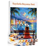Aren Design Sayılarla Boyama Çerçeveli Hobi Seti Numaralı Tuval Fırça Boya Dahil Günbatımı 40X50CM
